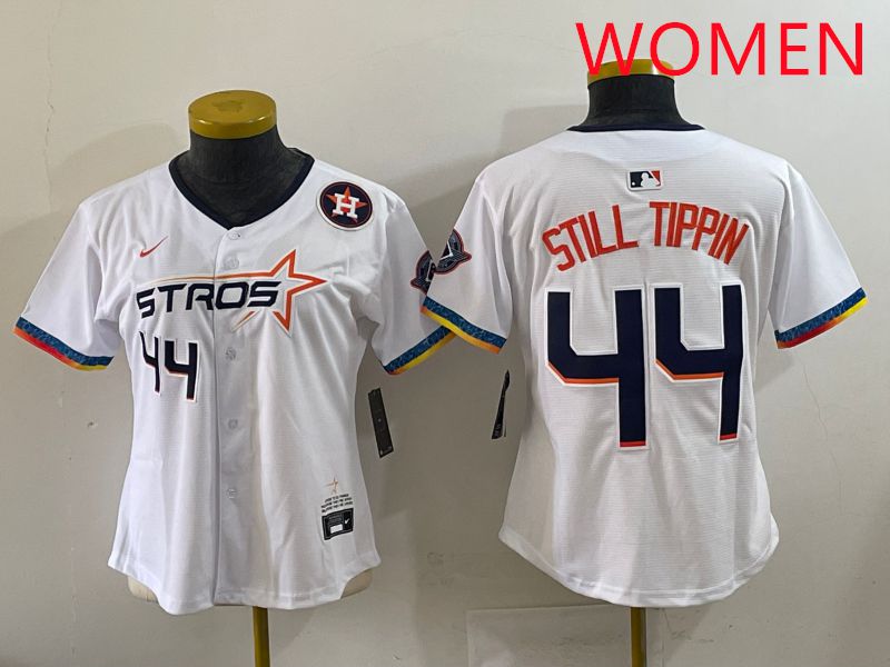 Women Houston Astros 44 Still Tippin White Four generations Joint Name 2025 Nike MLB Jersey style 6